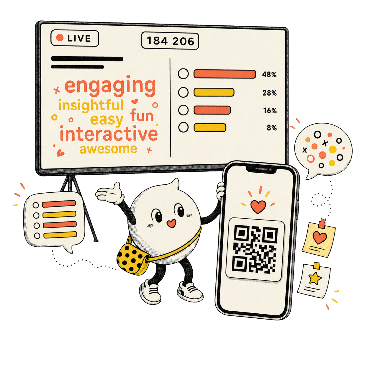 Poppi connects an attendee phone to a live HuddlePops presentation screen with audience responses
